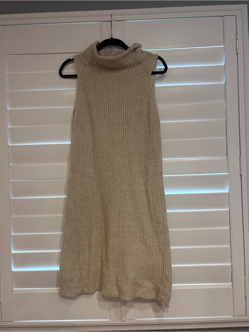 A New Day Ribbed Knit Turtleneck Sweater Dress Cream Tan Size Small